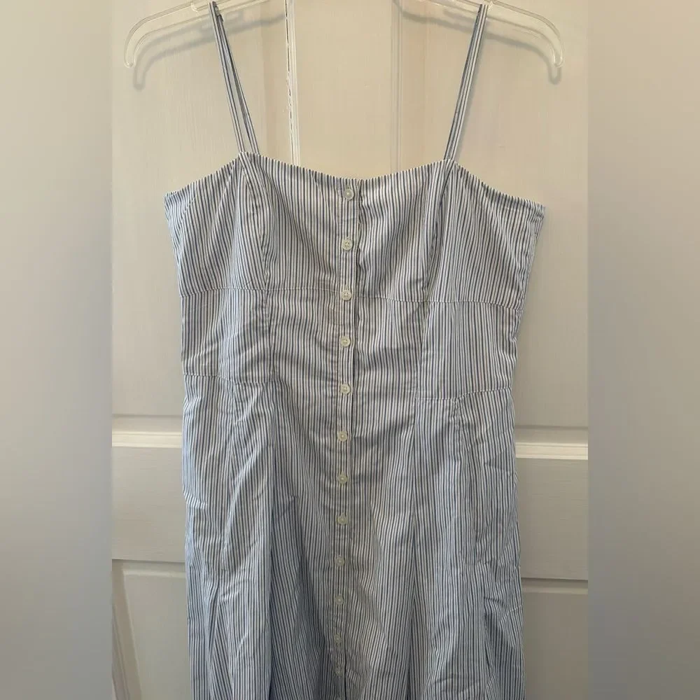 J.Crew Button-Down Cotton Poplin Dress in Stripe 6 Tall